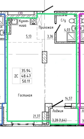 
   Продам 2-комнатную, 50.11 м², 26-я линия ул, 33

. Фото 9.