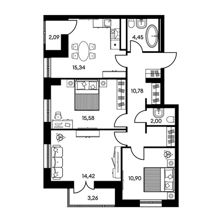 
   Продам 2-комнатную, 40.84 м², Культура, дом 2

. Фото 1.