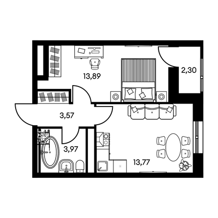 
   Продам 2-комнатную, 37.59 м², Культура, дом 2

. Фото 1.