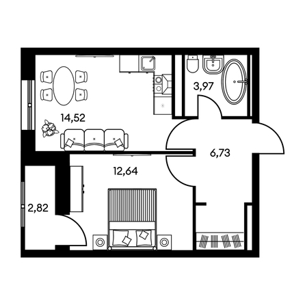 
  Продается 2-комн. квартира, 40.84 м², ЖК Культура, дом 1
. Фото 1.