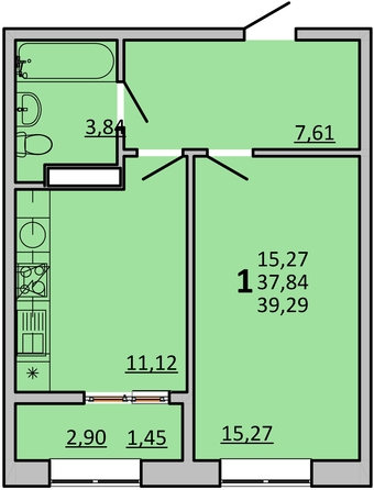 
   Продам 1-комнатную, 39.29 м², Зорге ул, 11Б

. Фото 1.