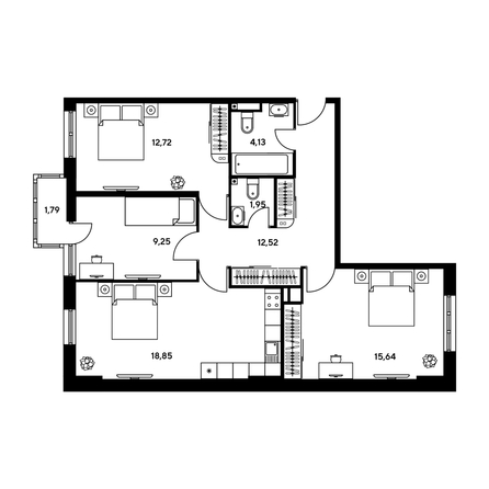 
   Продам 3-комнатную, 76.21 м², Гринсайд, 4.1-4.3

. Фото 1.