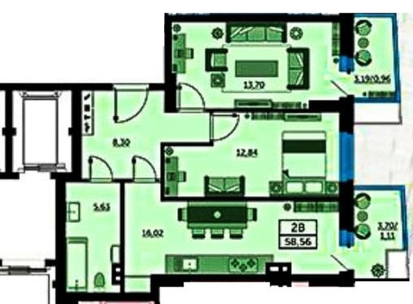 
   Продам 2-комнатную, 59 м², Ларина ул, 45

. Фото 9.