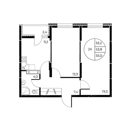 
  Продается 2-комн. квартира, 55 м², ЖК Панорама на Театральном, литера 1
. Фото 1.