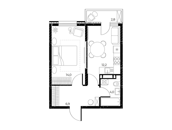 
  Продается 1-комн. квартира, 37.9 м², ЖК Панорама на Театральном, литера 1
. Фото 1.