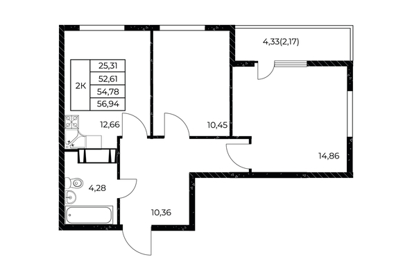 
   Продам 2-комнатную, 56.94 м², Звезда Столицы 2

. Фото 1.