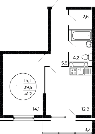 
   Продам 1-комнатную, 40.85 м², Александра Невского ул, 2 лит 1.3

. Фото 1.
