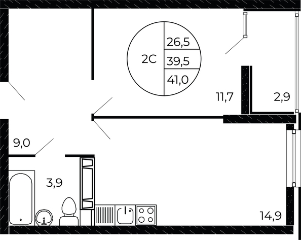 
   Продам 2-комнатную, 41 м², Александра Невского ул, 2 лит 1.2

. Фото 1.