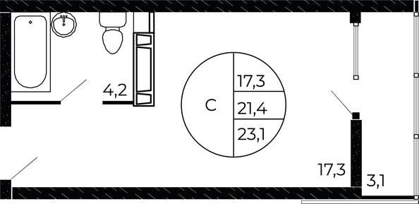 
   Продам студию, 23.1 м², Александра Невского ул, 2 лит 1.2

. Фото 1.