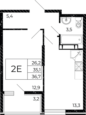 
  Продается 1-комн. квартира, 36.7 м², ЖК Флора, литера 2.1
. Фото 4.