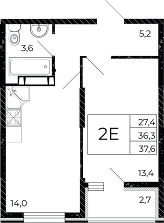 
  Продается 1-комн. квартира, 37.6 м², ЖК Флора, литера 3.1
. Фото 1.