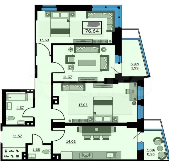 
   Продам 3-комнатную, 77 м², 23-я линия ул, 23

. Фото 1.