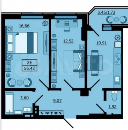 
  Продается 2-комн. квартира, 58 м², Герасименко ул, д. 17/2
. Фото 17.