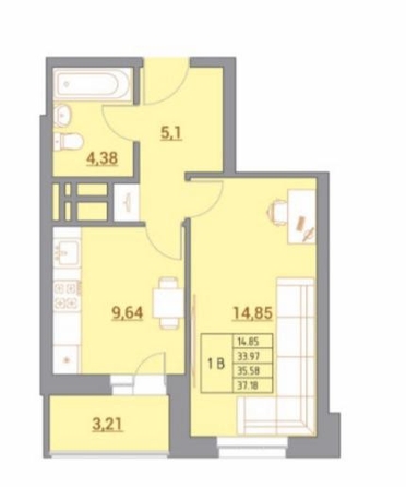 
  Продается 1-комн. квартира, 37.18 м², Тибетская ул, д. 1В
. Фото 1.