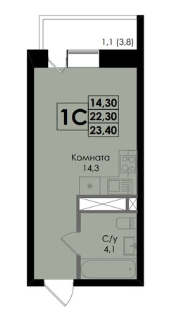 
  Продается студия, 23.4 м², ЖК Botanika (Ботаника), дом 1
. Фото 1.