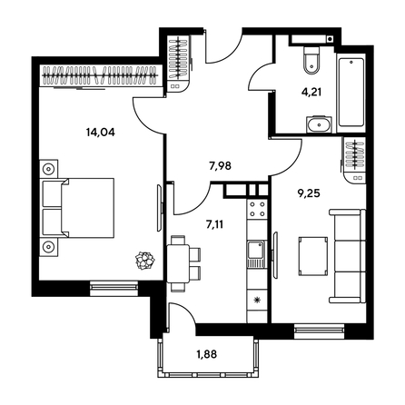 
  Продается 2-комн. квартира, 43.96 м², ЖК Гринсайд, 5.1-5.5
. Фото 1.