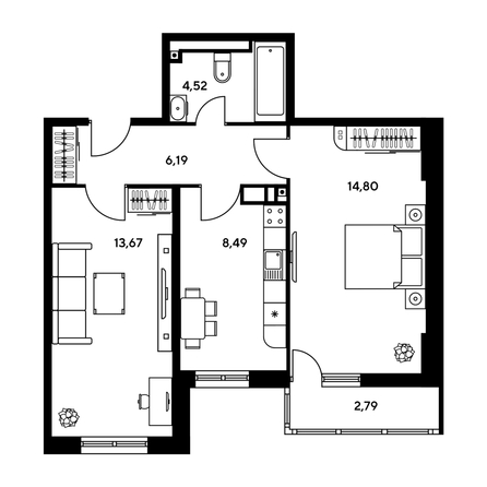 
  Продается 2-комн. квартира, 49.97 м², ЖК Гринсайд, 5.1-5.5
. Фото 1.