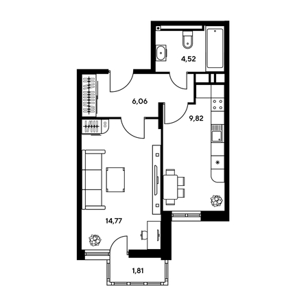 
  Продается 1-комн. квартира, 36.94 м², ЖК Гринсайд, 5.1-5.5
. Фото 1.