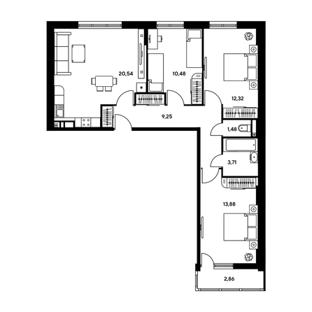 
  Продается 3-комн. квартира, 74.36 м², ЖК Гринсайд, 5.1-5.5
. Фото 1.
