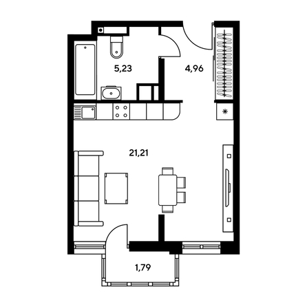 
  Продается 2-комн. квартира, 44.54 м², ЖК Гринсайд, 5.1-5.5
. Фото 1.