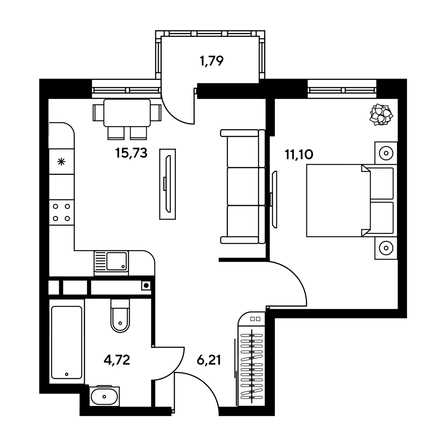 
  Продается 2-комн. квартира, 41.83 м², ЖК Гринсайд, 5.1-5.5
. Фото 1.