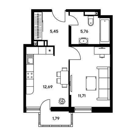
  Продается 2-комн. квартира, 43.89 м², ЖК Гринсайд, 5.1-5.5
. Фото 1.