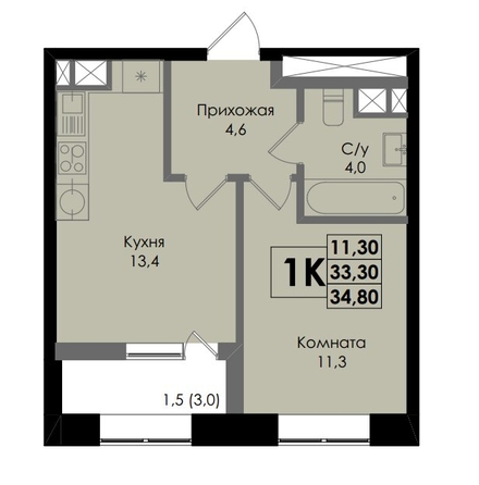 
  Продается 1-комн. квартира, 34.8 м², ЖК Botanika (Ботаника), дом 1
. Фото 1.