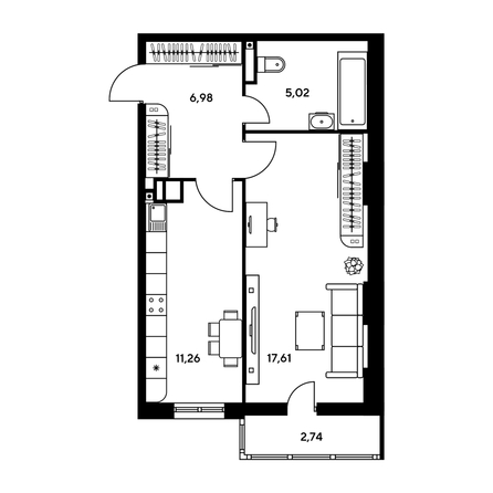 
  Продается 1-комн. квартира, 74.2 м², ЖК Гринсайд, 4.1-4.3
. Фото 1.