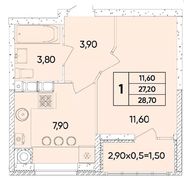 
  Продается 1-комн. квартира, 28.7 м², 40-летия Победы пр-кт, д. 111/3
. Фото 7.