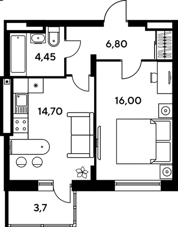 
  Продается 2-комн. квартира, 45.65 м², ЖК Сезоны
. Фото 1.