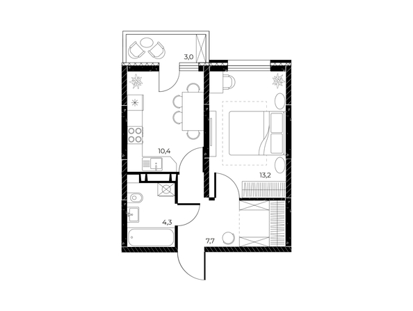 
  Продается 1-комн. квартира, 36.5 м², ЖК Панорама на Театральном, литера 1
. Фото 1.