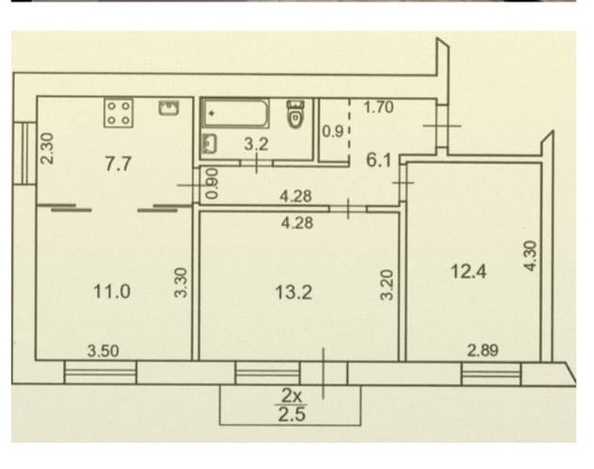 
  Продается 3-комн. квартира, 54.5 м², Соколова пр-кт, д. 75
. Фото 9.