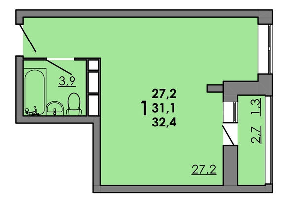 
  Продается студия, 32.4 м², ЖК Gray (Грэй), кв-л 11-2
. Фото 1.