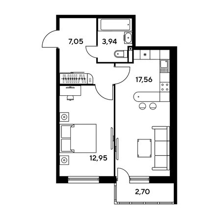 
  Продается 2-комн. квартира, 45.15 м², ЖК Малина Парк, дом 1
. Фото 1.