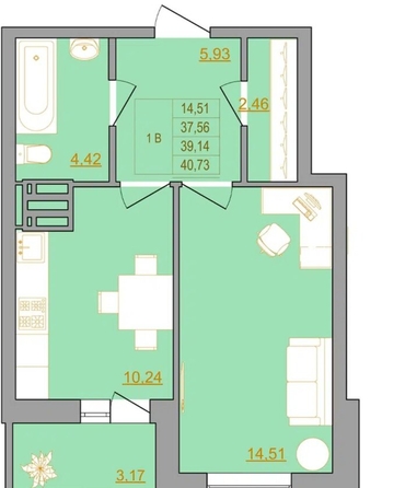 
  Продается 1-комн. квартира, 38.3 м², Тибетская ул, д. 1
. Фото 13.