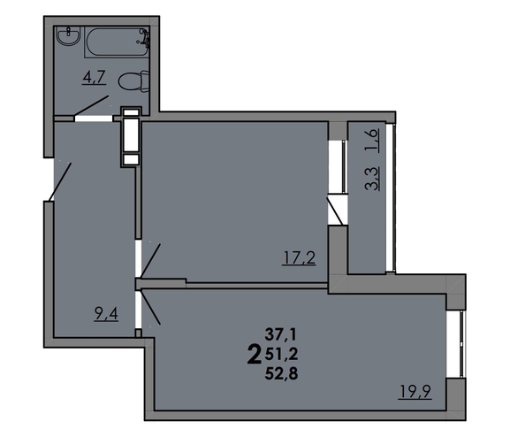 
  Продается 2-комн. квартира, 52.6 м², ЖК Gray (Грэй), кв-л 11-2
. Фото 1.