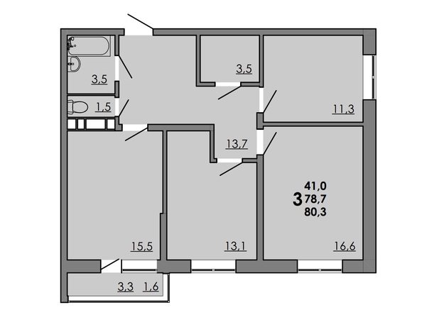 
  Продается 3-комн. квартира, 79.85 м², ЖК Gray (Грэй), кв-л 11-2
. Фото 1.