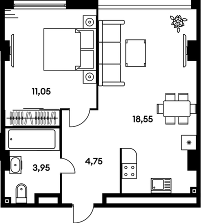 
  Продается 2-комн. квартира, 38.7 м², ЖК Гринсайд, 5.1-5.5
. Фото 1.