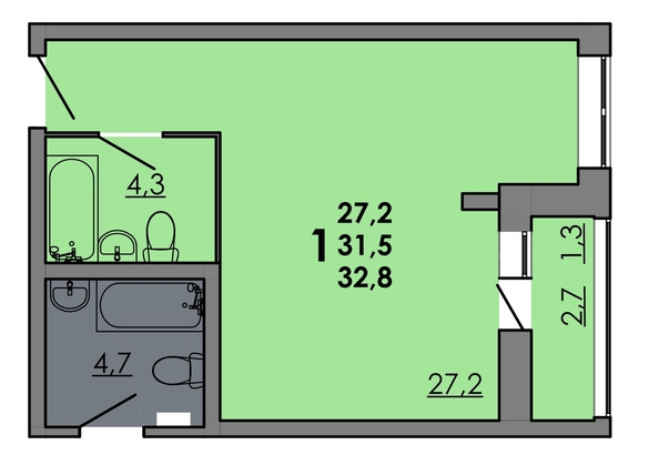 
  Продается студия, 32.85 м², ЖК Gray (Грэй), кв-л 11-2
. Фото 1.
