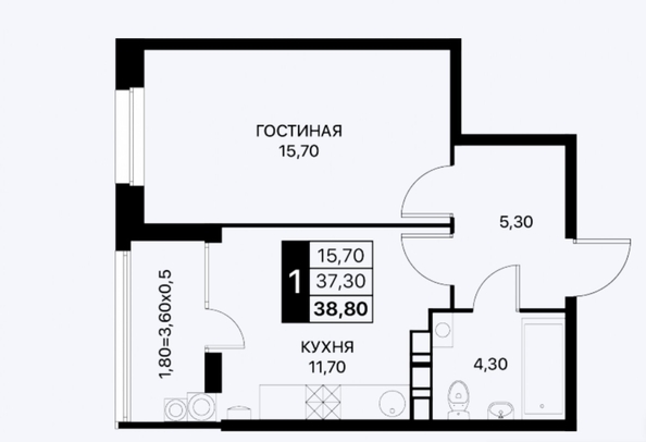 
  Продается 1-комн. квартира, 38.8 м², Берберовская ул, д. 19
. Фото 20.