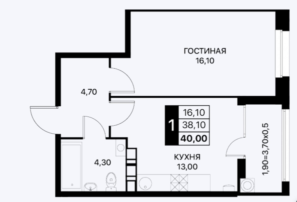 
  Продается 1-комн. квартира, 40 м², Берберовская ул, д. 9
. Фото 20.