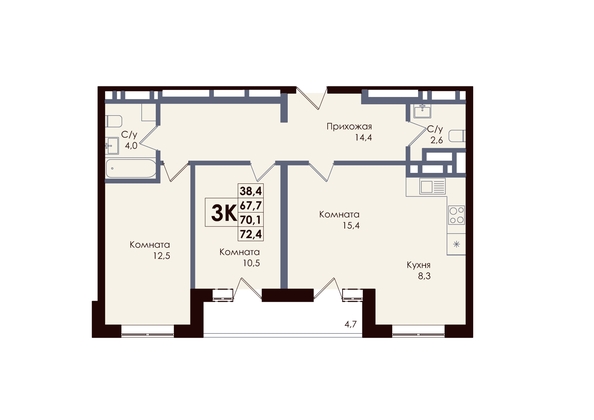 
  Продается 3-комн. квартира, 70.1 м², ЖК ACADEMIA (Академия)
. Фото 1.