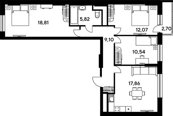 
  Продается 3-комн. квартира, 77.95 м², ЖК Малина Парк, дом 4
. Фото 1.