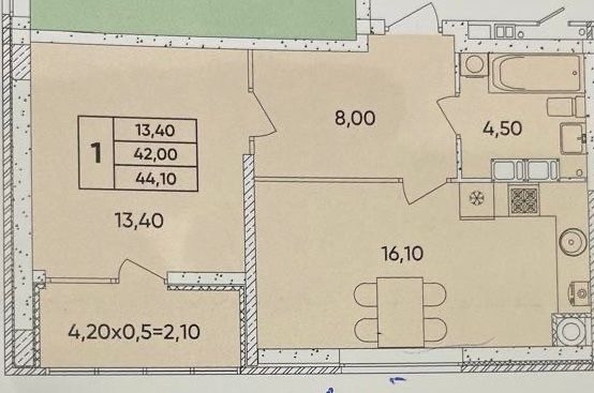 
  Продается 1-комн. квартира, 44 м², 40-летия Победы пр-кт, д. 111
. Фото 13.