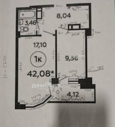 
  Продается 1-комн. квартира, 42 м², Комарова б-р, д. 1
. Фото 11.