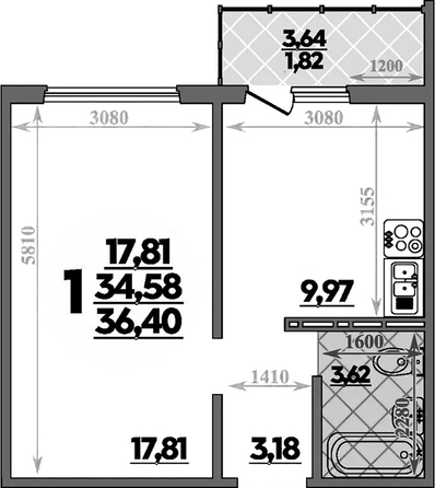 
  Продается 1-комн. квартира, 36.4 м², Белоусова пер, д. 14
. Фото 25.