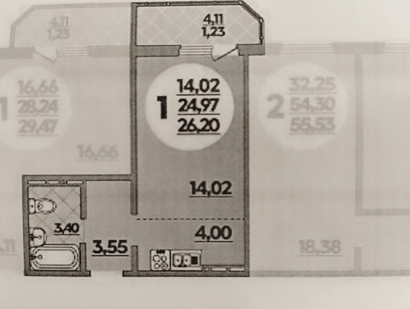 
  Продается студия, 26.2 м², ЖК Суворовский, литера 20
. Фото 15.