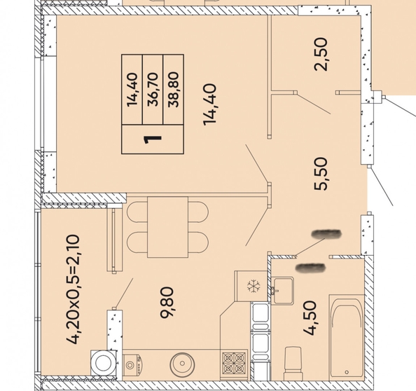 
  Продается 1-комн. квартира, 38.8 м², 40-летия Победы пр-кт, д. 111/1
. Фото 10.