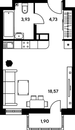 
  Продается студия, 28.92 м², ЖК Гринсайд, 5.1-5.5
. Фото 1.