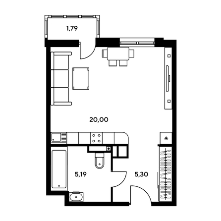 
  Продается студия, 32.29 м², ЖК Гринсайд, 5.1-5.5
. Фото 1.